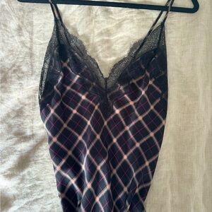 Victoria’s Secret - Slip Dress, Maxi, Size Large, Black with pink plaid